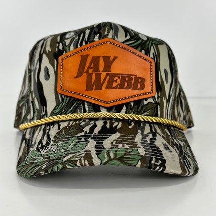 JAY WEBB CAMO ROPE LEATHER PATCH SNAPBACK CAP HAT Official OFFICE MERCH COLLAB