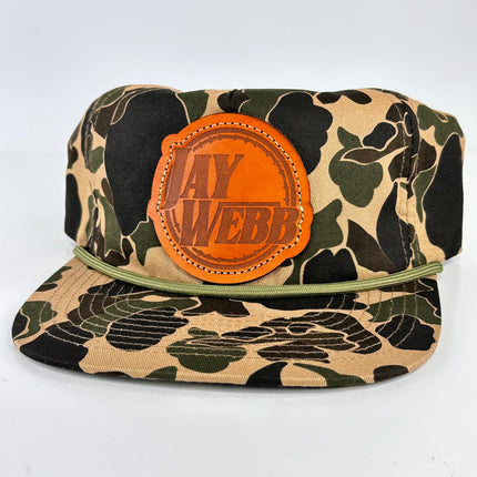 JAY WEBB CAMO ROPE LEATHER PATCH MID CROWN GOLF ROPE SNAPBACK CAP Official OFFICE COUNTY SINGER HAT MERCH COLLAB