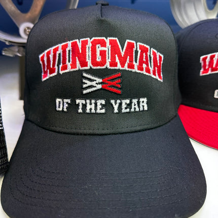 Wingman of the year on a black SnapBack Collab Wingman of the year Wotyofficial Custom Embroidered