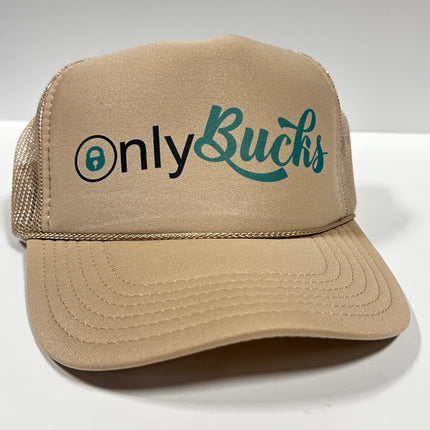 ONLY BUCKS Khaki Curve Bill Mesh Trucker Hat SnapBack Cap Funny Hat Custom Printed