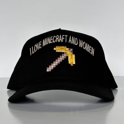I love Minecraft and Women SnapBack Funny Cap Hat Custom Embroidered Hutchbucketz Collab