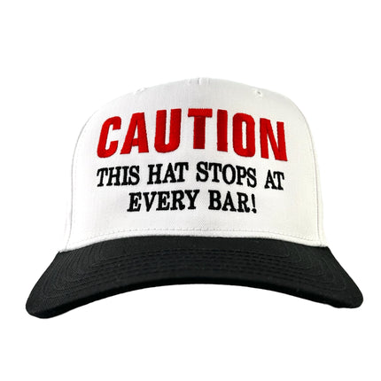CAUTION THIS HAT STOPS AT EVERY BAR BASEBALL CAP HAT SNAPBACK Custom Embroidered ￼