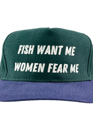FISH WANT ME WOMEN FEAR ME Vintage Custom Embroidered FUNNY