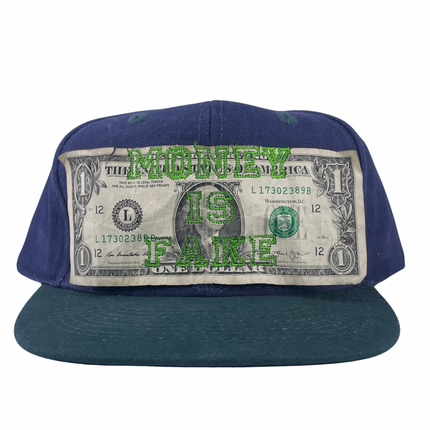 Money Is Fake 1/1 Blue/green Strapback Custom Embroidered Hat