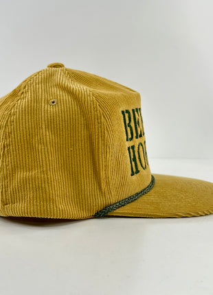 BEER FOR MY HORSES Mustard Cordaroy Rope SnapBack Cap Hat Custom Embroidered