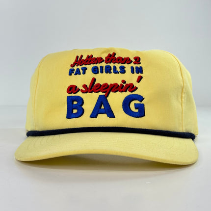 Hotter than fat girls in a sleeping bag on a yellow rope Snapback hat cap Collab Justin Stagner Custom Embroidery