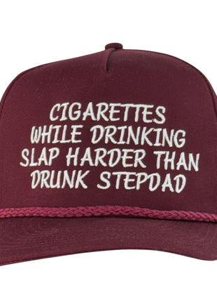 Cig While Drinking Hat Funny Drunk Stepdad Trucker Cap Retro Rope Hat Sarcastic Custom Embroidered Dad Hat Gift