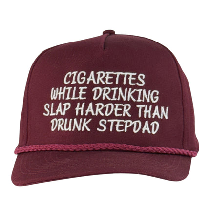 Cig While Drinking Hat Funny Drunk Stepdad Trucker Cap Retro Rope Hat Sarcastic Custom Embroidered Dad Hat Gift