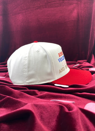 Roses are red violets are blue I eat coochie and booty hole too White/red Midcrown Snapback Custom Embroidered Cap Hat