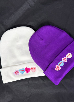 Valentines Day Candy Heart Beanie