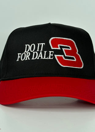 Do it for Dale on a black crown red brim SnapBack Hat Cap Custom embroidery