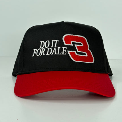 Do it for Dale on a black crown red brim SnapBack Hat Cap Custom embroidery