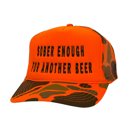 Sober Enough for Another Beer Camo Hat Custom Embroidered