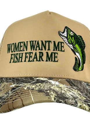 WOMEN WANT ME FISH FEAR ME BASS HAT CUSTOM EMBROIDERY