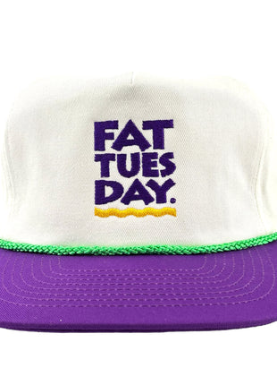 Mardi Gras FAT TUESDAY Green Rope Purple Brim SnapBack Cap Hat Custom Embroidered