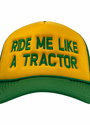 Ride Me Like A Tractor Green/Yellow Mesh SnapBack Custom Embroidered Hat