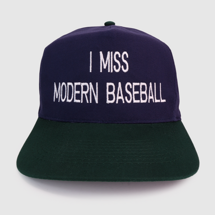 I MISS MODERN BASEBALL Vintage Strapback Cap Hat Custom Embroidered Navy/Green