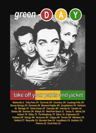 Green Day TOUR SHIRT CUSTOM PRINTED T-SHIRT