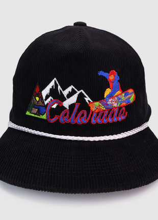 COLORADO SNOWBOARDING SNAPBACK CAP HAT WITH ROPE CUSTOM EMBROIDERED