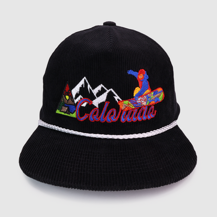 COLORADO SNOWBOARDING SNAPBACK CAP HAT WITH ROPE CUSTOM EMBROIDERED