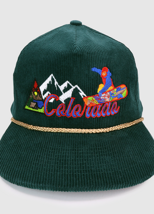 COLORADO SNOWBOARDING SNAPBACK CAP HAT WITH ROPE CUSTOM EMBROIDERED