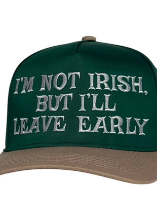 I’m Not Irish But I’ll Leave Early Hat Funny St. Patrick’s Day Trucker Cap Unisex Embroidered Party Hat