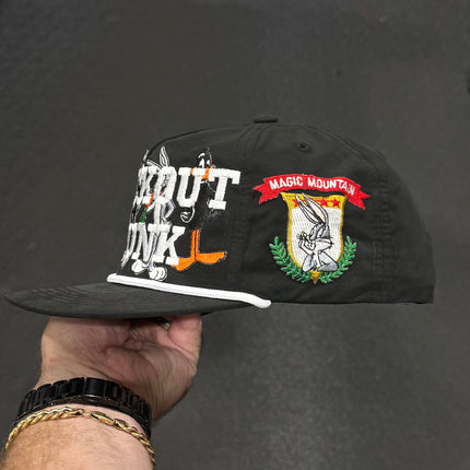 Blackout Drunk Looney Black Rope Hat Custom Embroidered