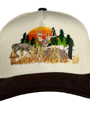Deer hunting deer scenery embroidered SnapBack hat cap
