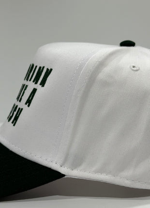 I drink like a fish custom embroidered green/white snapback cap hat