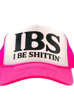 IBS I be print on a hot pink mesh trucker SnapBack hat cap