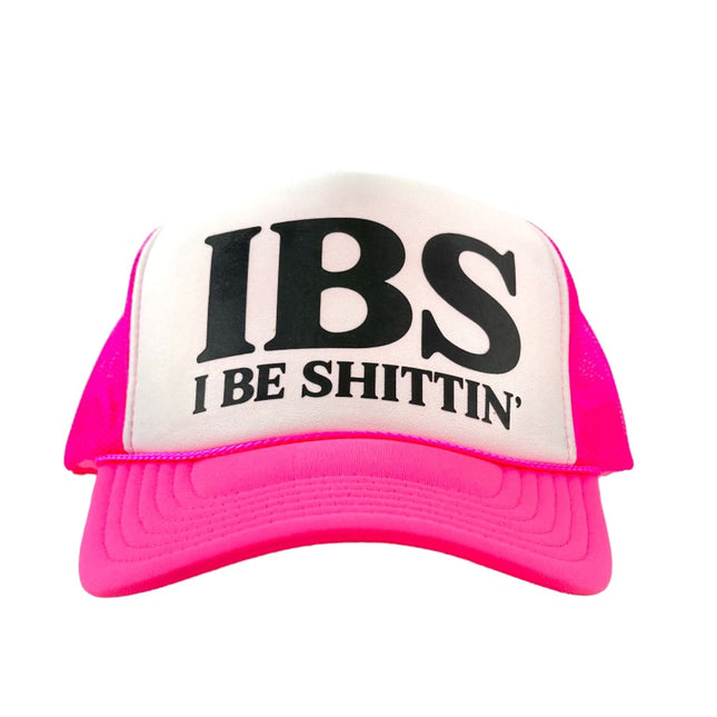 IBS I be print on a hot pink mesh trucker SnapBack hat cap