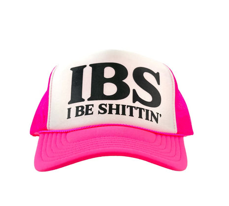 IBS I be print on a hot pink mesh trucker SnapBack hat cap
