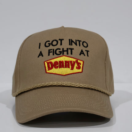 I Got Into A Fight At Dennys Custom Embroidered Rope Tan SnapBack