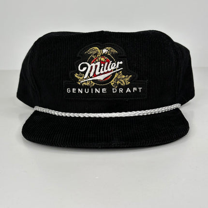 Custom Miller Genuine Draft Beer on a Black Corduroy Rope SnapBack Patch Hat Cap