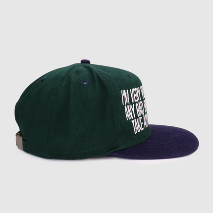 I'M VERY VULNERABLE RN IF ANY BAD BITCHES WANT TO TAKE ADVANTAGE OF ME Custom Embroidered Green/navy Strap Back Hat Cap