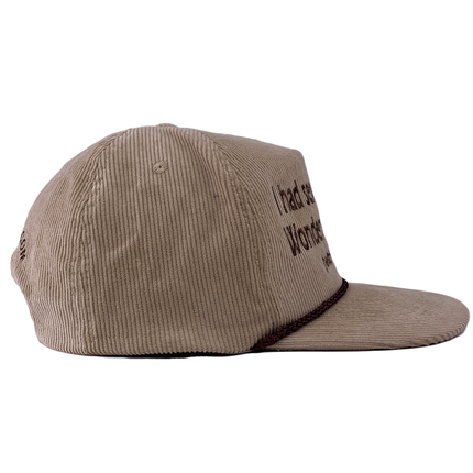 I HAD SEX LISTENING TO WONDERWALL WITH YOUR MOM Stone SnapBack with Brown Rope Custom Embroidered Cap Hat