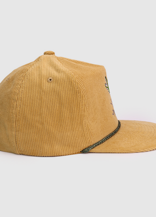 Bass Out Of Water Custom Embroidered Gold Corduroy Snapback Cap Hat