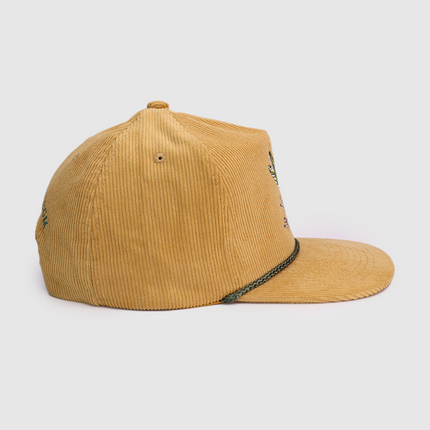 Bass Out Of Water Custom Embroidered Gold Corduroy Snapback Cap Hat