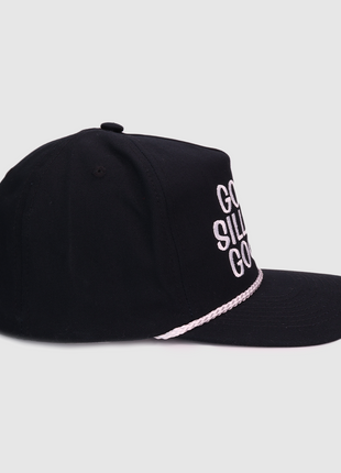 Gods Silliest Goose on a black SnapBack with white rope Hat Cap custom embroidery