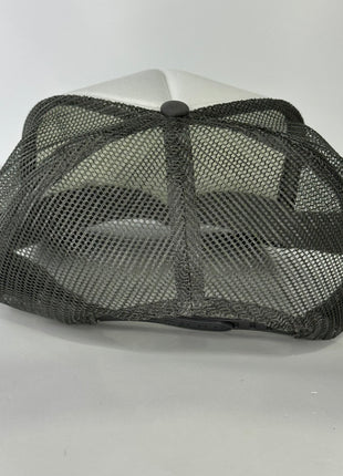 Morning wood lumber company we work hard on a gray and white mesh trucker SnapBack hat cap custom print