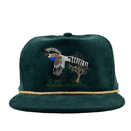Pheasant Green Cordaroy SnapBack Cap Hat Rope Hunting Custom Embroidered
