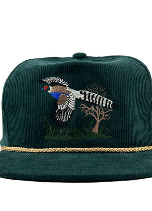 Pheasant Green Cordaroy SnapBack Cap Hat Rope Hunting Custom Embroidered