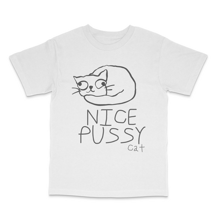 Nice Pussy Cat Funny Meme T-Shirt Viral Cat Joke Shirt, Adult Humor Novelty Tee
