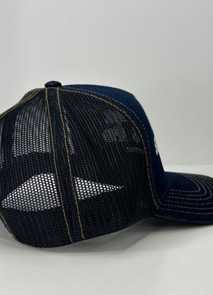 I ONLY WEAR 501 JEANS AND BB BELTS Denim Mesh SnapBack Funny Trucker Cap Hat Custom Embroidered TIKTOK SHOP USA