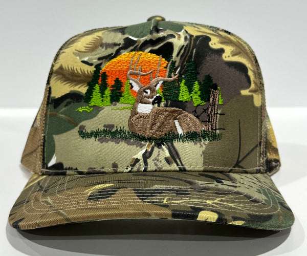Deer Scenery CAMO Camouflage Mesh Trucker SnapBack Hat