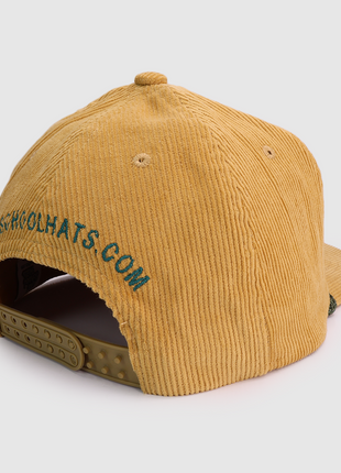 Bass Out Of Water Custom Embroidered Gold Corduroy Snapback Cap Hat