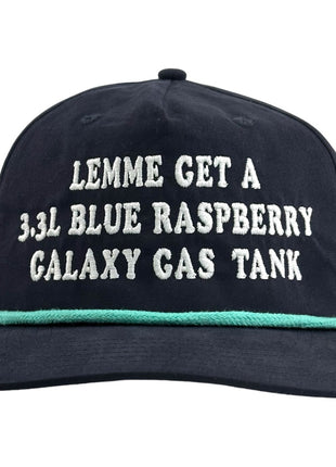 LEMME GET A 3.3L Blue Raspberry Galaxy Gas Tank Hat CUSTOM EMBROIDERY