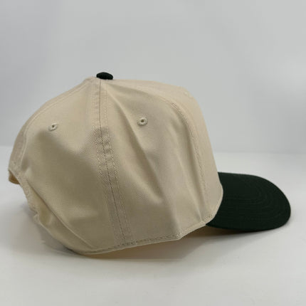 Irish goodbye Expert on a cream crown green brim Official Collab Cut the activist custom embroidery