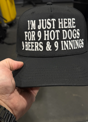 999 Challenge Hat 9 Beers 9 Hot Dogs 9 Innings Baseball Cap Funny Game Day Hat