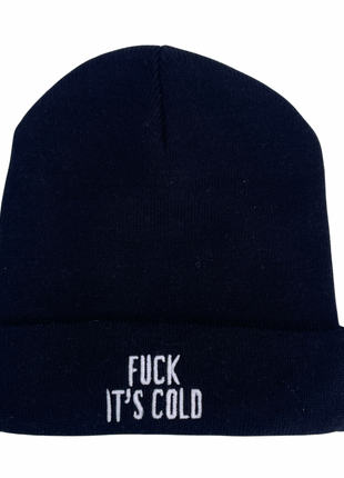 Fuck It’s Cold Black Beanie Silly Funny Custom Embroidered